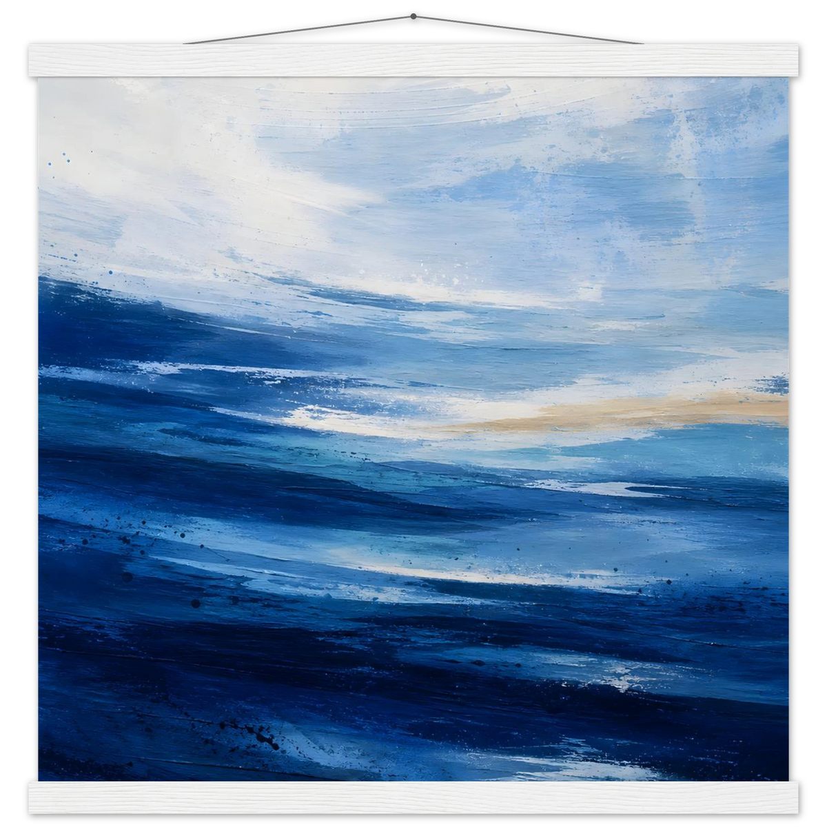 Atlantic Blue: coastline, ocean and texture. Fine art poster with wooden hanger by The Light Stays.