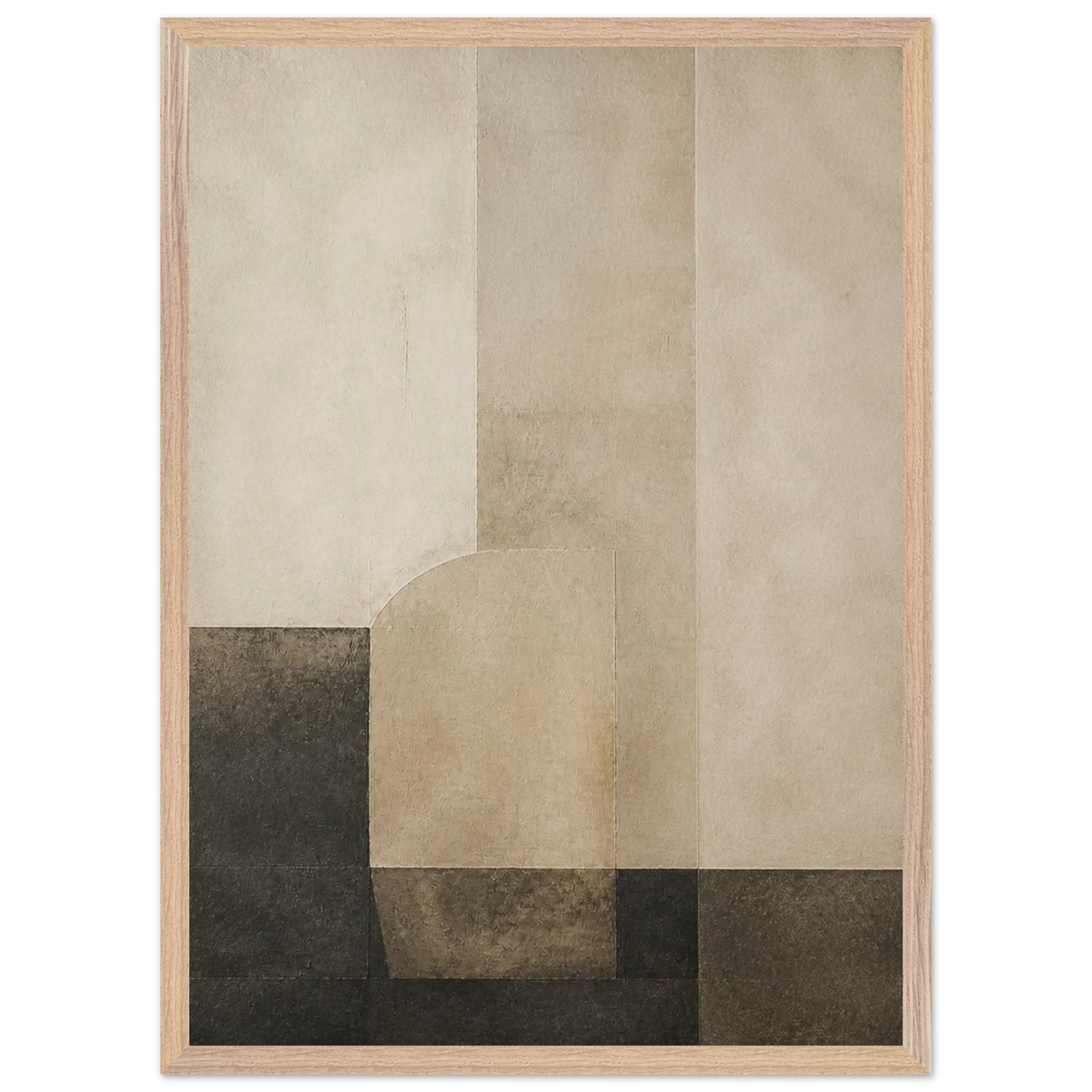 Limewash Triptych, Panel II of III: abstract, mineral texture and neutral tones. Framed fine art print by The Light Stays.