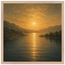 Quadro emoldurado Reflexo Dourado, lago e montanhas sob luz dourada