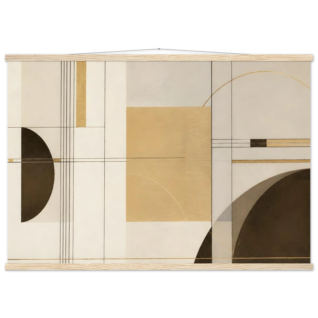Lines of Sand, geometric abstract, neutral tones and texture. Archival fine art poster shown framed.