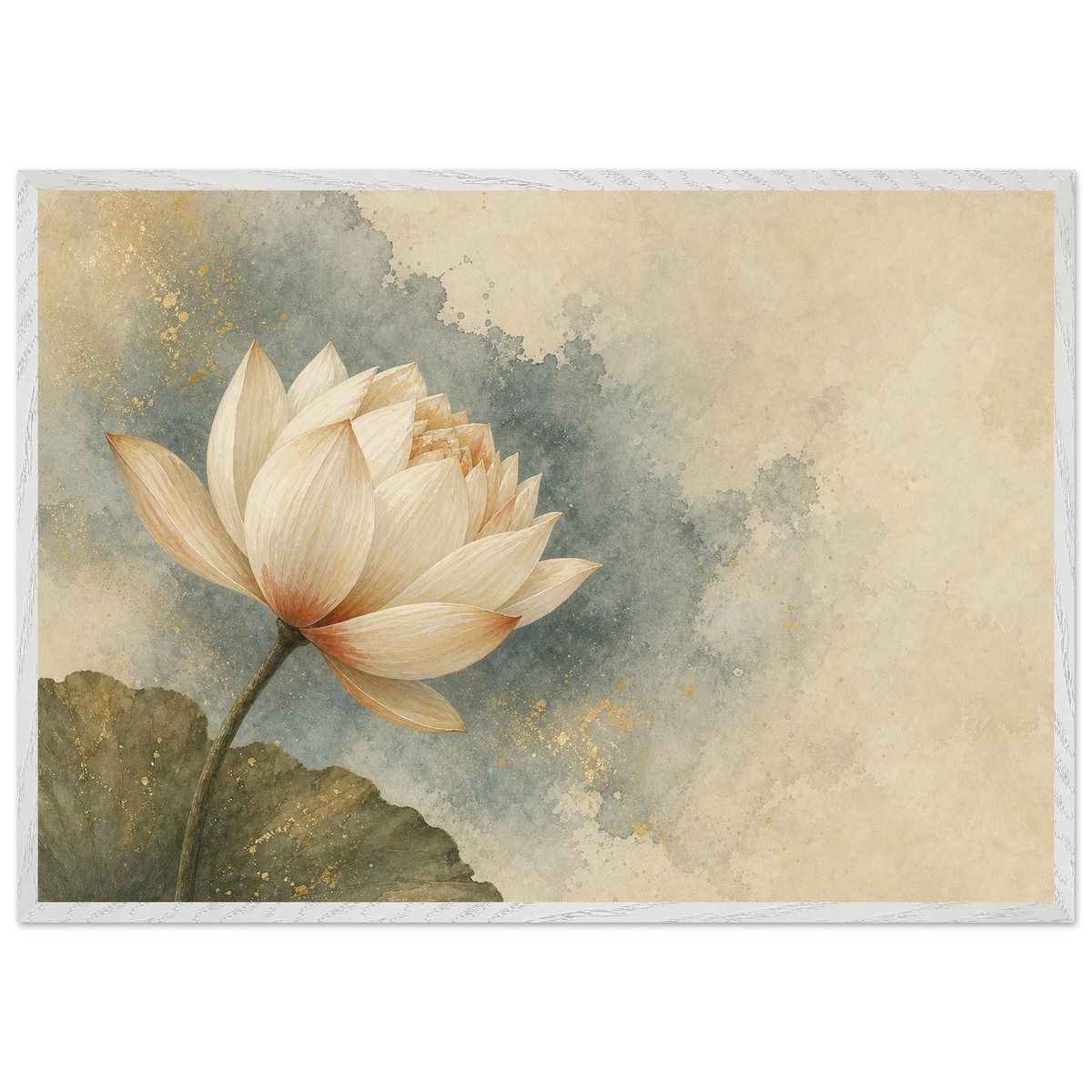 First Lotus Light: flowers and botanical. Framed fine art print, alternate frame and size.