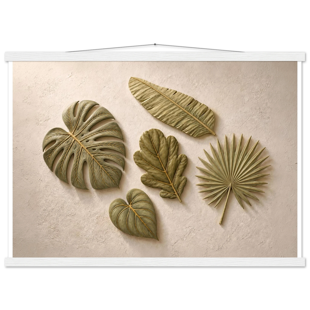 Green Constellation, botanical, green and loose rhythm. Archival fine art poster shown framed.