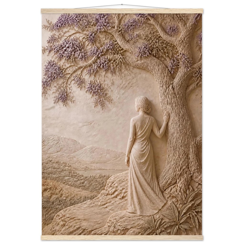 Old Friend: impasto, figure and companion tree. Fine art poster by The Light Stays.