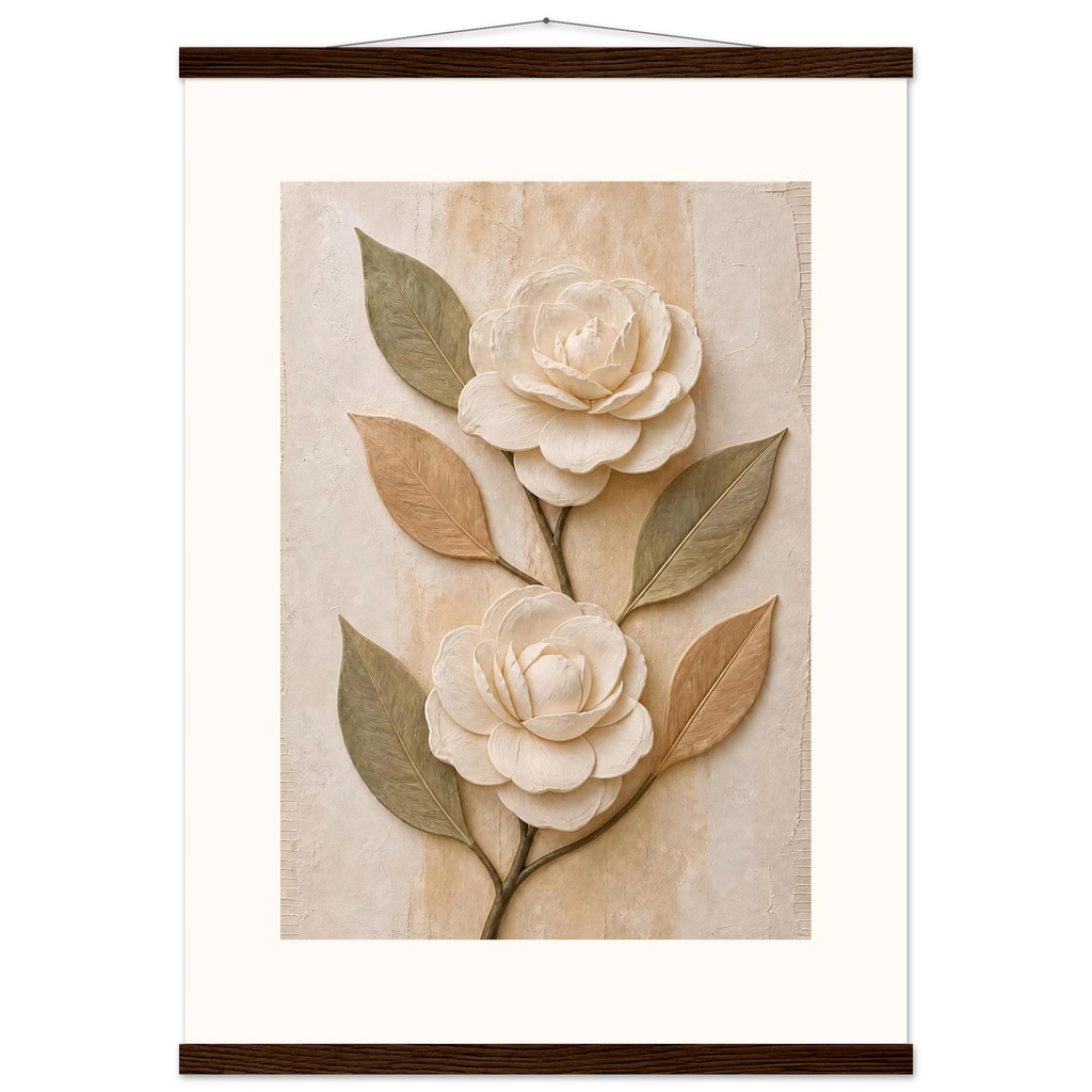 Carved Camellia: flowers and botanical. Fine art poster by The Light Stays.