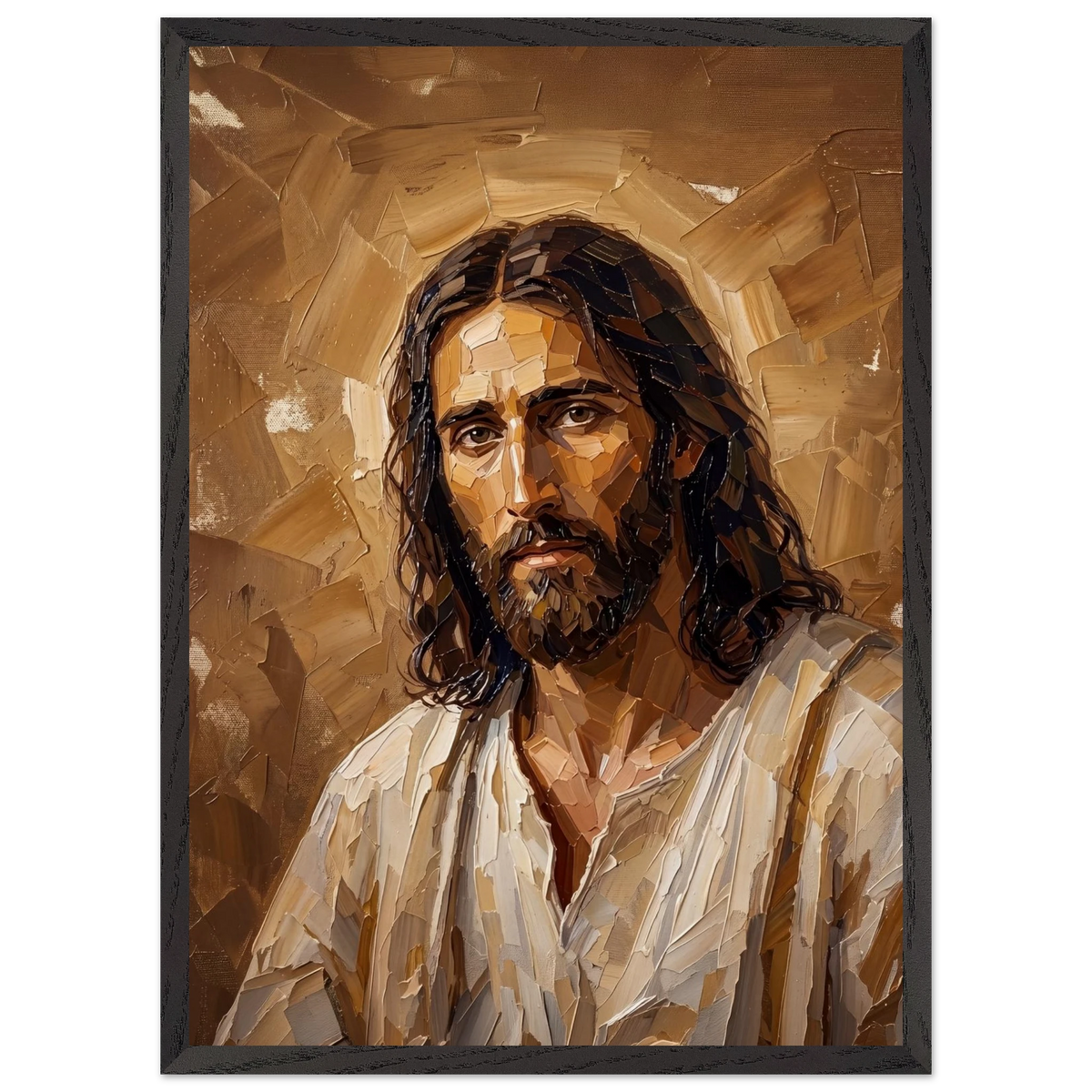 Kind Eyes: jesus, faith and serene gaze. Framed fine art print by The Light Stays.