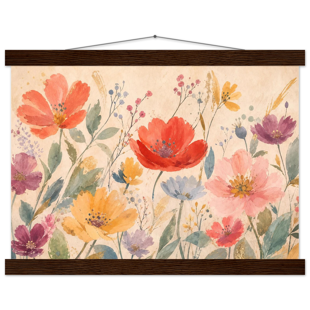 Floral Rhythm: flowers and botanical. Fine art poster, alternate frame and size.