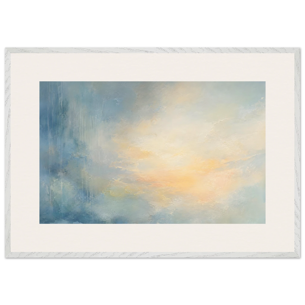Dawn after Rain: sunrise, coastline and washed light. Framed fine art print, alternate frame and size.