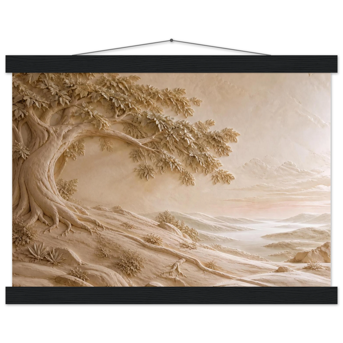 Sandstone Dawn, lumen and siena. Archival fine art poster shown framed.