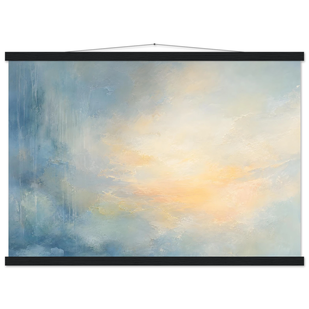 Dawn after Rain, sunrise, coastline and washed light. Archival fine art poster shown framed.