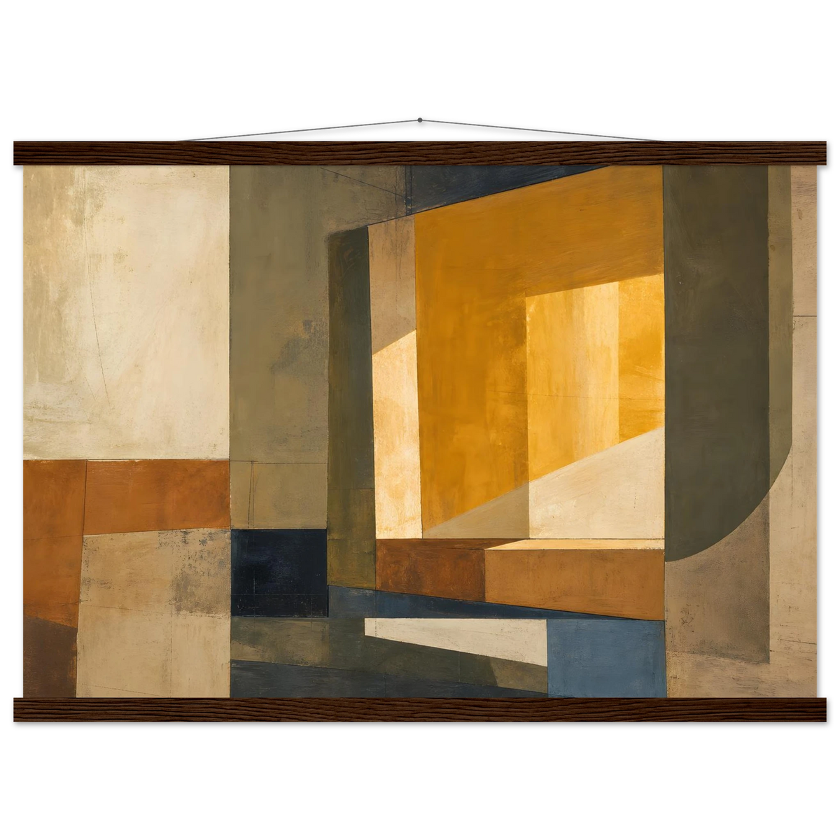 Ochre Window: architecture, mediterranean and earth tones. Fine art poster with wooden hanger by The Light Stays.