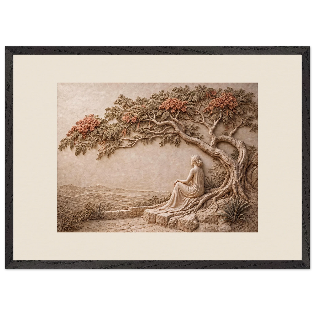 Under the Blossoms: impasto, figure and blossoming canopy. Museum-quality framed fine art print.
