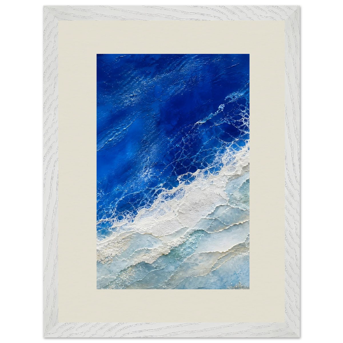 Cobalt Foam: abstract, cobalt and sea foam. Framed fine art print, alternate frame and size.