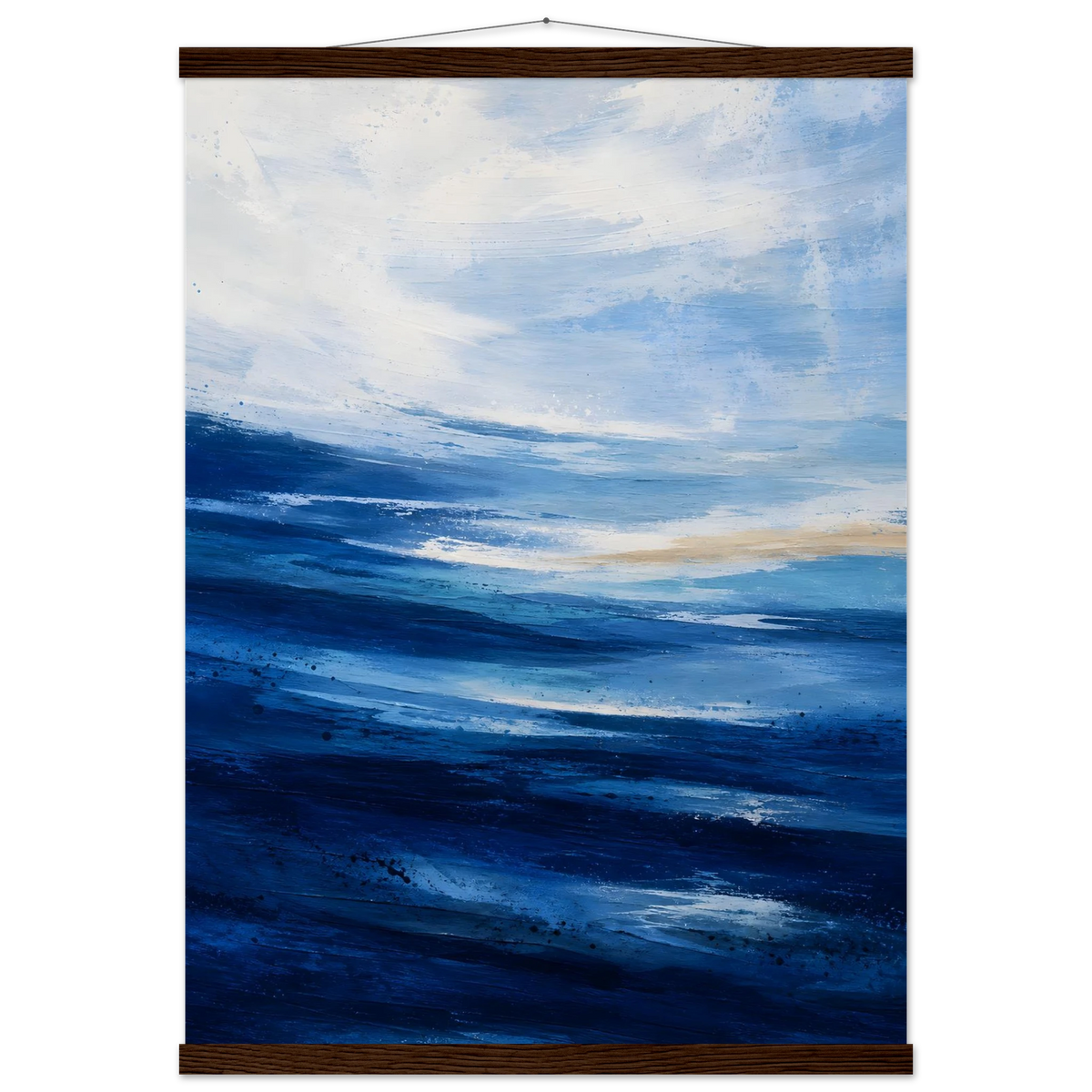 Atlantic Blue: coastline, ocean and texture. Fine art poster with wooden hanger by The Light Stays.