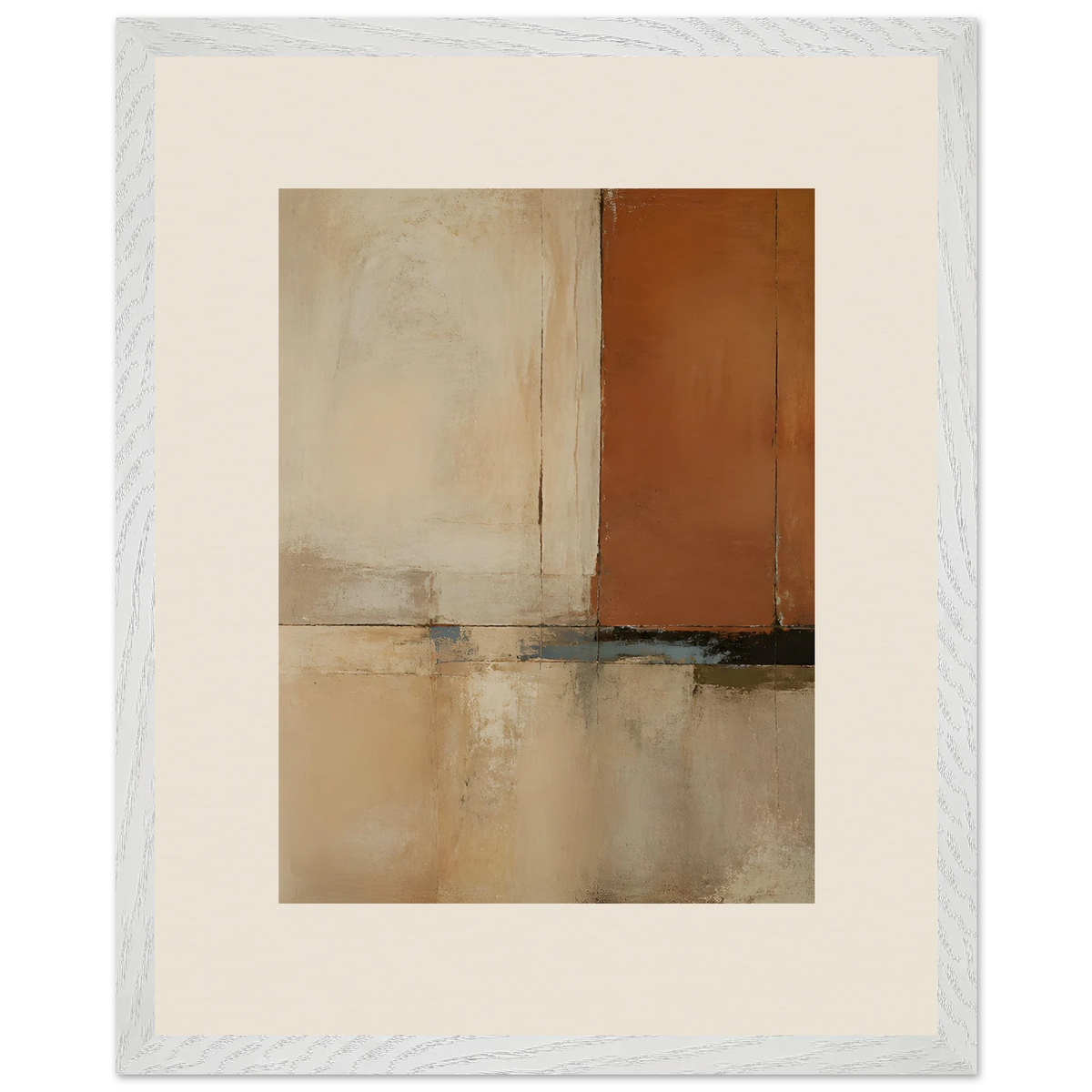 Terracotta Diptych, Panel I of II, two panels, terracotta and cream. Archival framed fine art print shown framed.