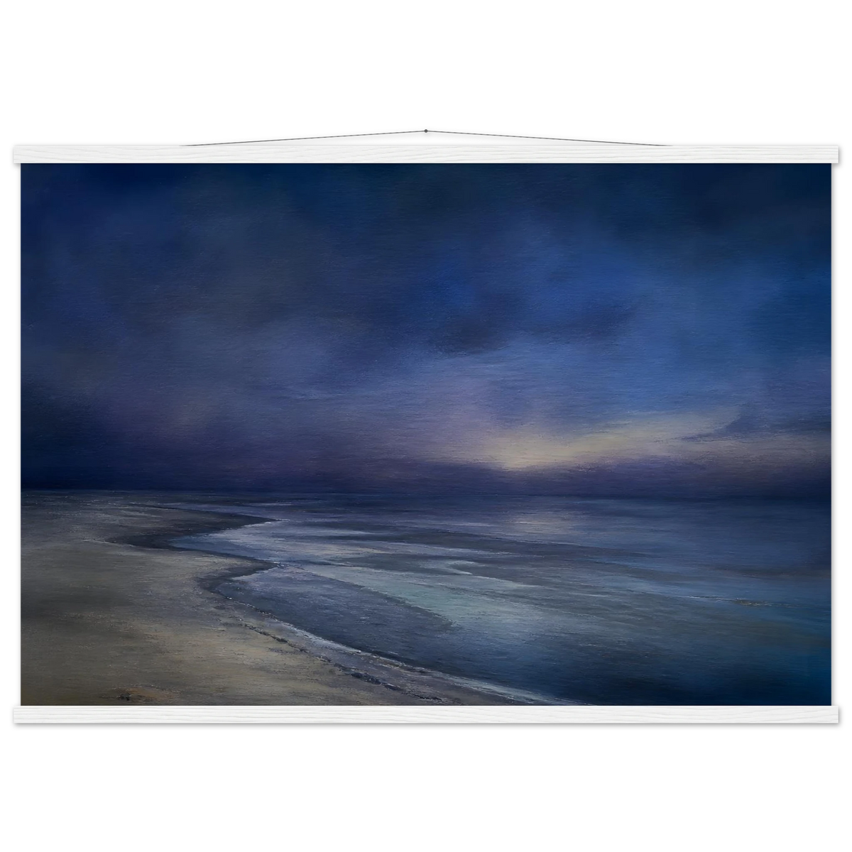 Blue Hour Shore: sea and coastal landscape. Museum-quality fine art poster.