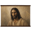Pôster Kind Eyes com suporte de madeira, retrato sereno de Jesus em luz quente