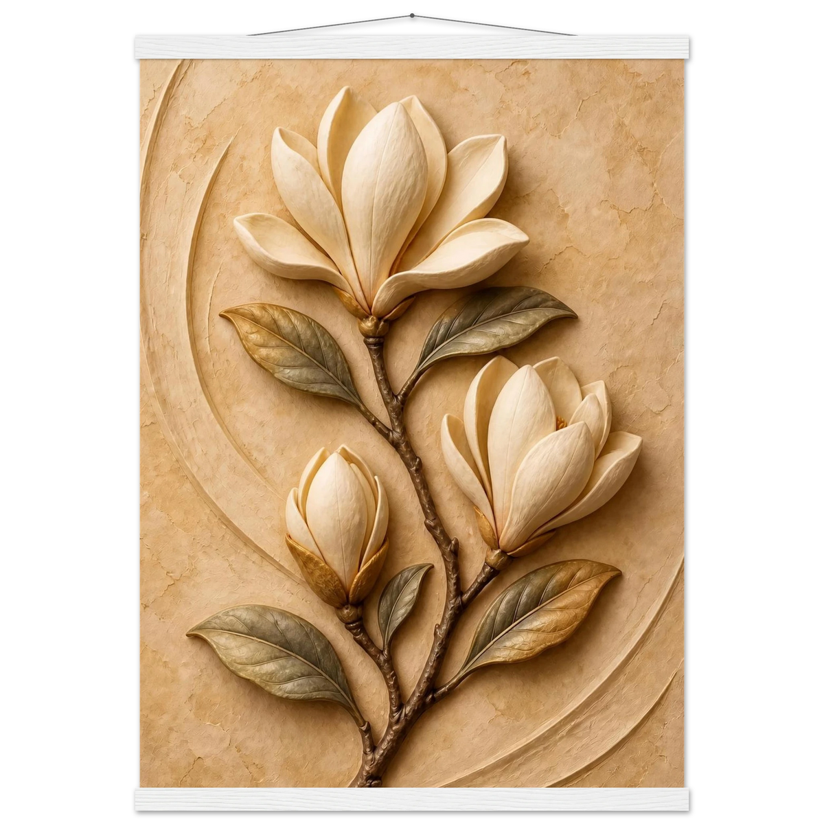 Magnolia Arc: flowers and botanical. Museum-quality fine art poster.
