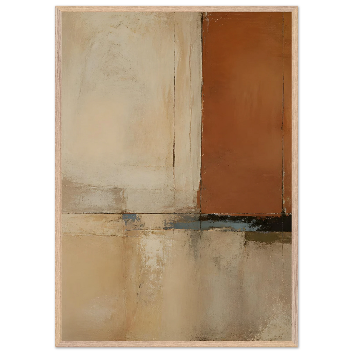 Terracotta Diptych, Panel I of II, two panels, terracotta and cream. Archival framed fine art print shown framed.