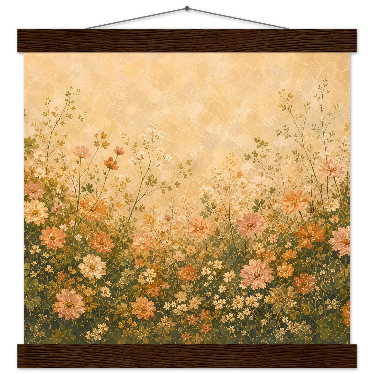 Petal Garden: flowers, botanical and abundance. Fine art poster with wooden hanger by The Light Stays.