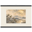 Golden Moon Bird, japanese art and japandi. Archival fine art poster shown framed.