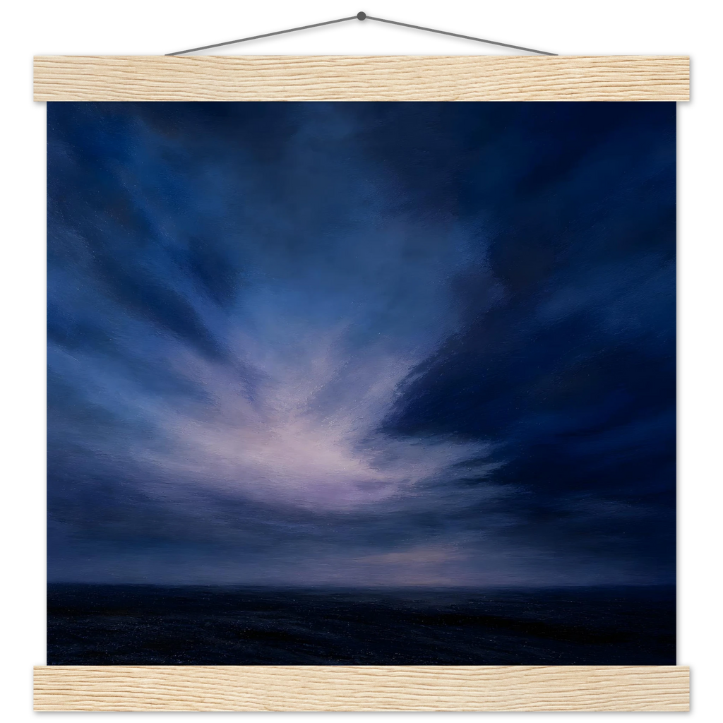 Blue Hour Field: night, horizon and deep blue. Fine art poster by The Light Stays.