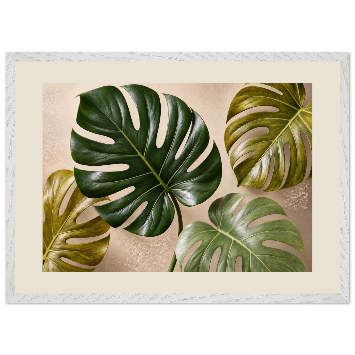 Four Greens: leaves, vivid green and impasto. Framed fine art print by The Light Stays.