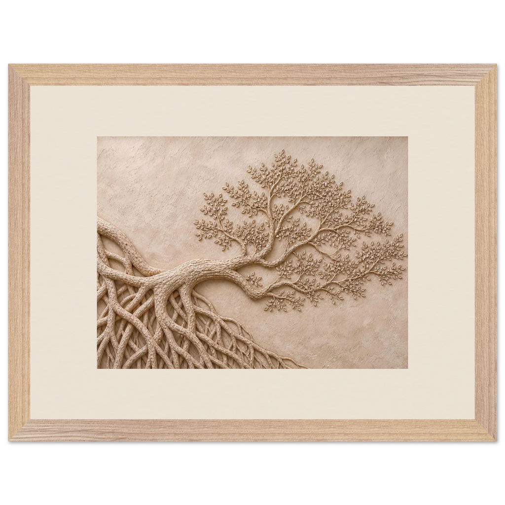 Root Lattice: petra and herbarium. Framed fine art print, alternate frame and size.