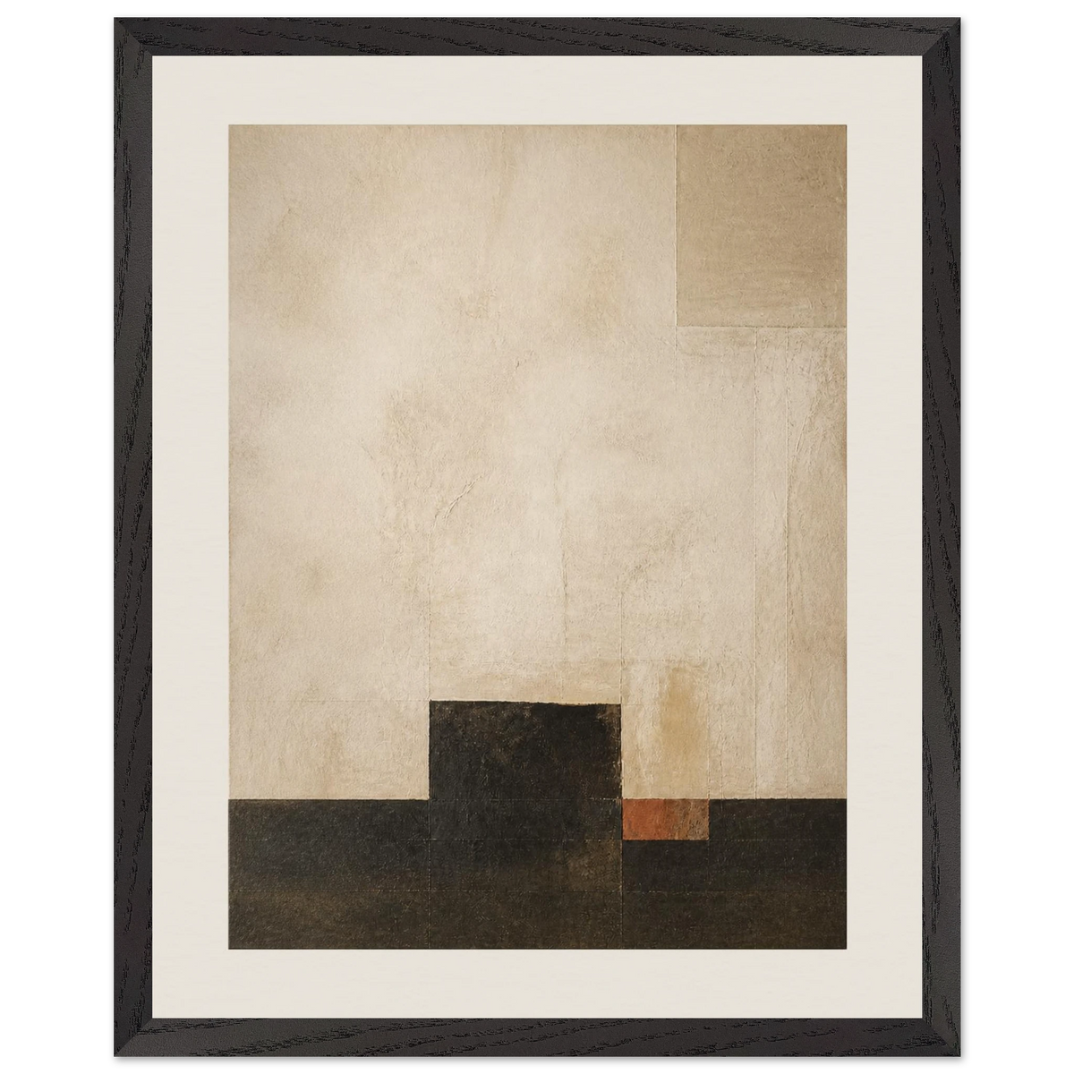 Limewash Triptych, Panel I of III: abstract, mineral texture and neutral tones. Framed fine art print by The Light Stays.