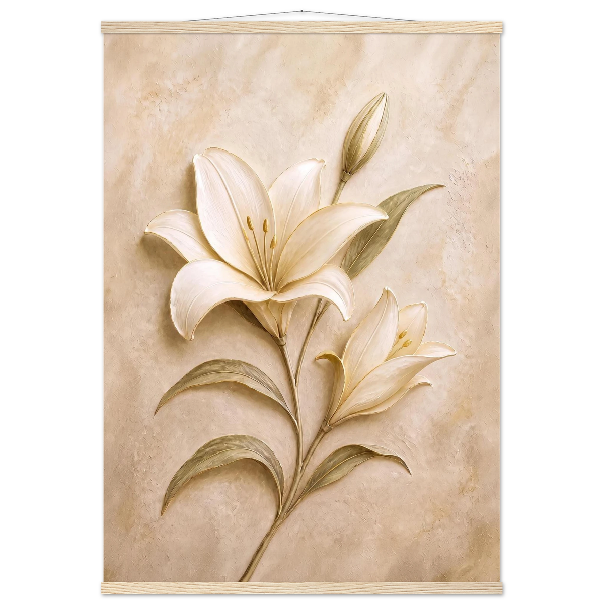 Alabaster Lily: flowers and botanical. Museum-quality fine art poster.