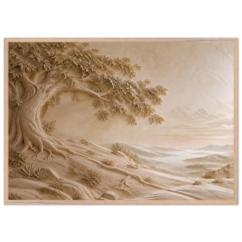Sandstone Dawn, lumen and siena. Archival framed fine art print shown framed.