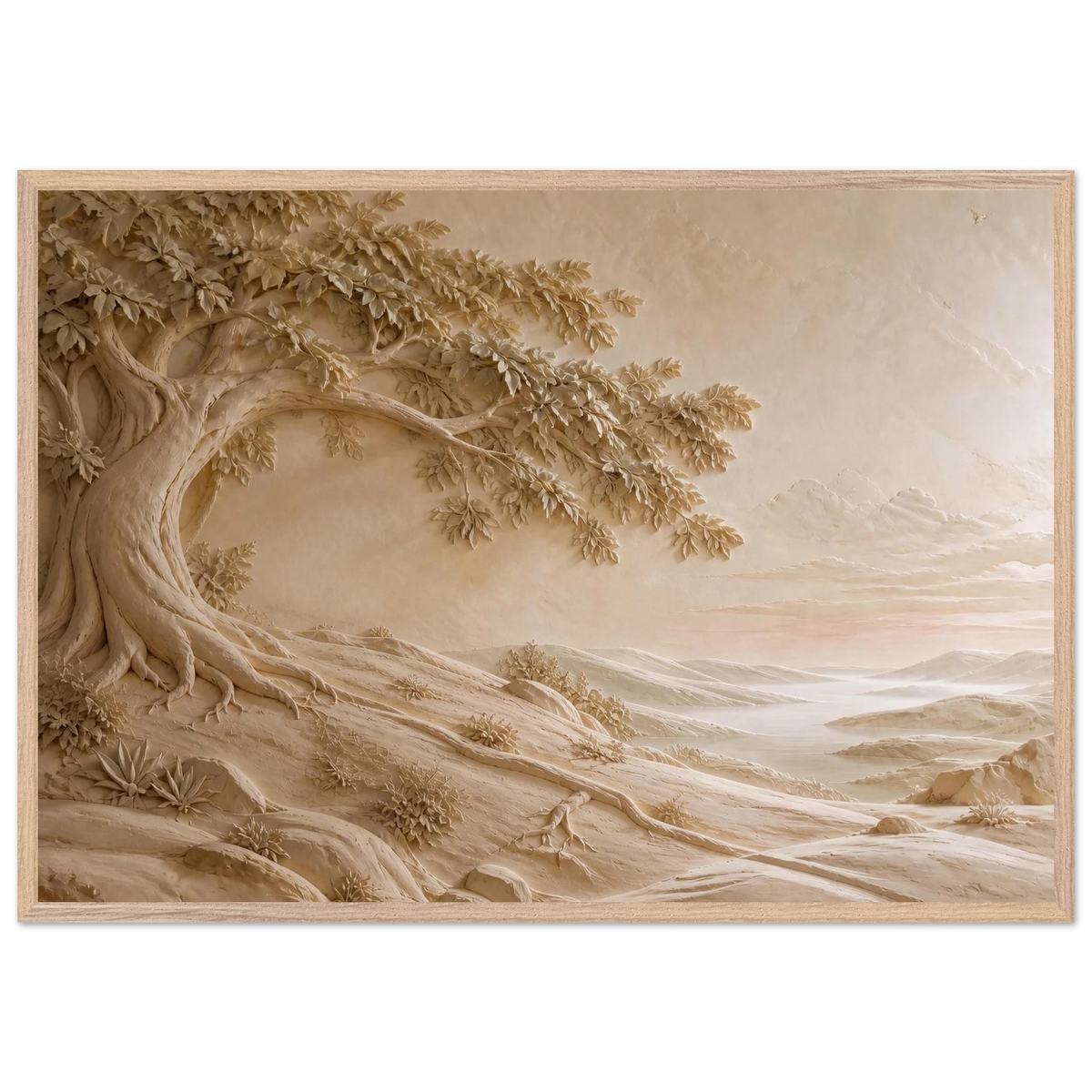 Sandstone Dawn, lumen and siena. Archival framed fine art print shown framed.