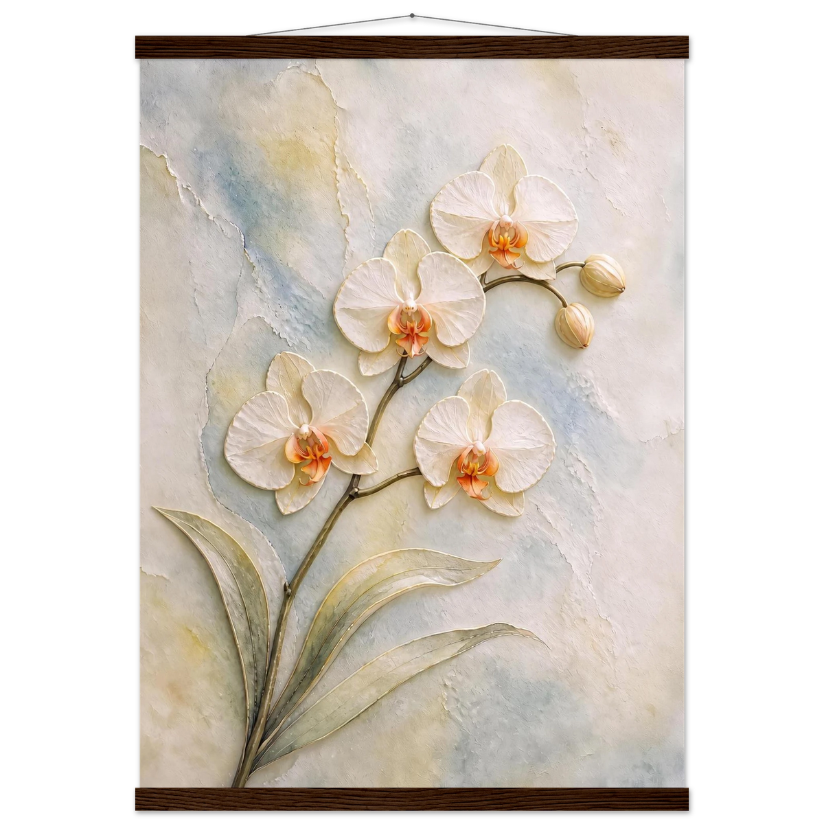 Porcelain Orchid: flowers and botanical. Fine art poster, alternate frame and size.