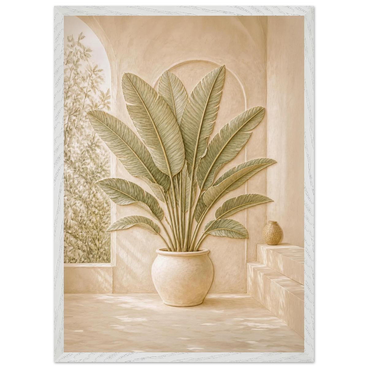 Courtyard Noon, landscape and sun. Archival framed fine art print shown framed.