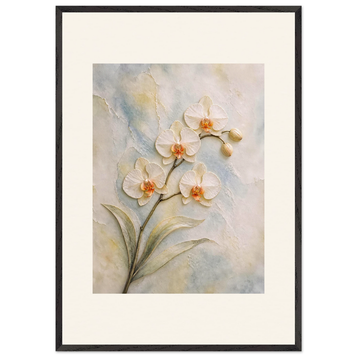 Porcelain Orchid: flowers and botanical. Museum-quality framed fine art print.