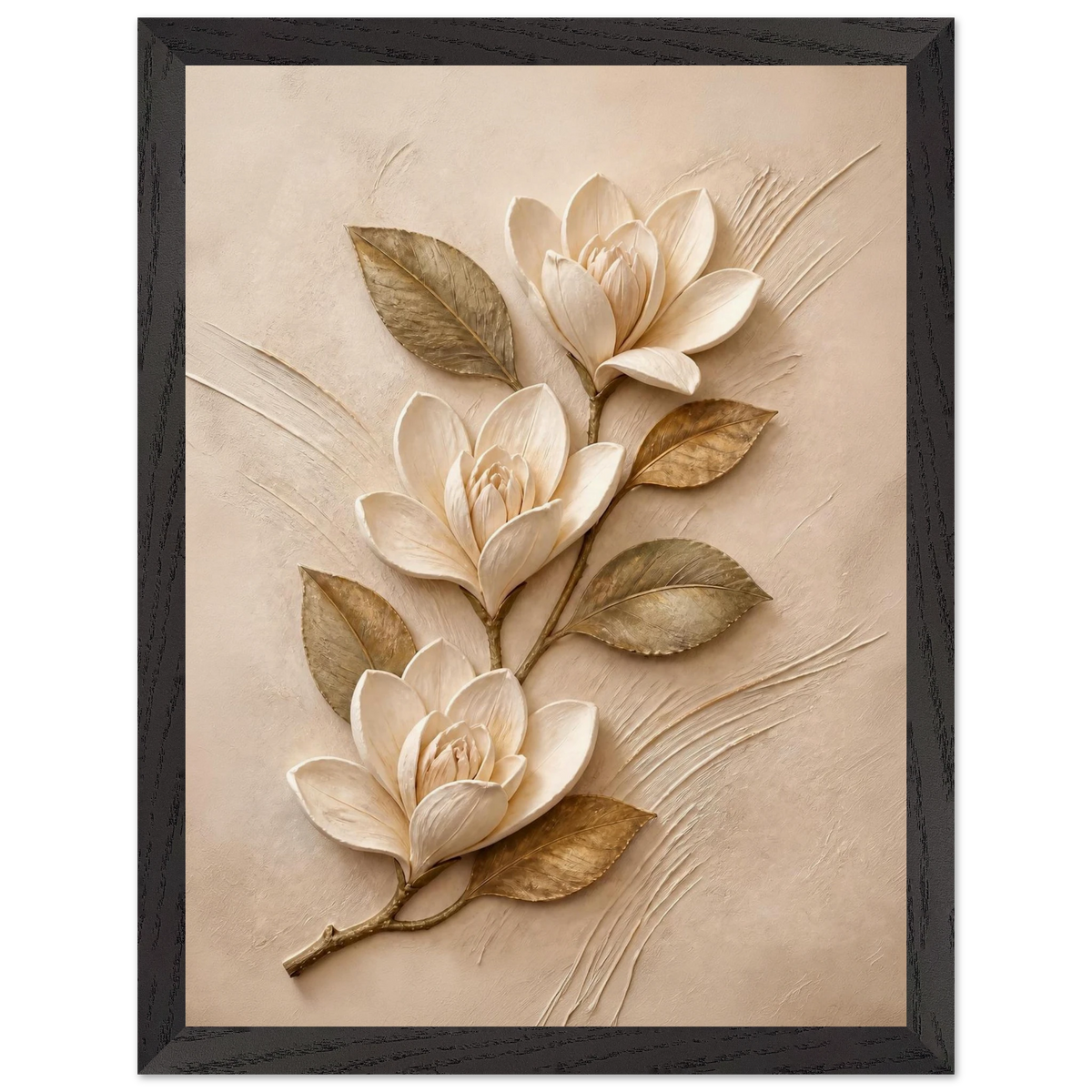 Magnolia Ascent, flowers and botanical. Archival framed fine art print shown framed.