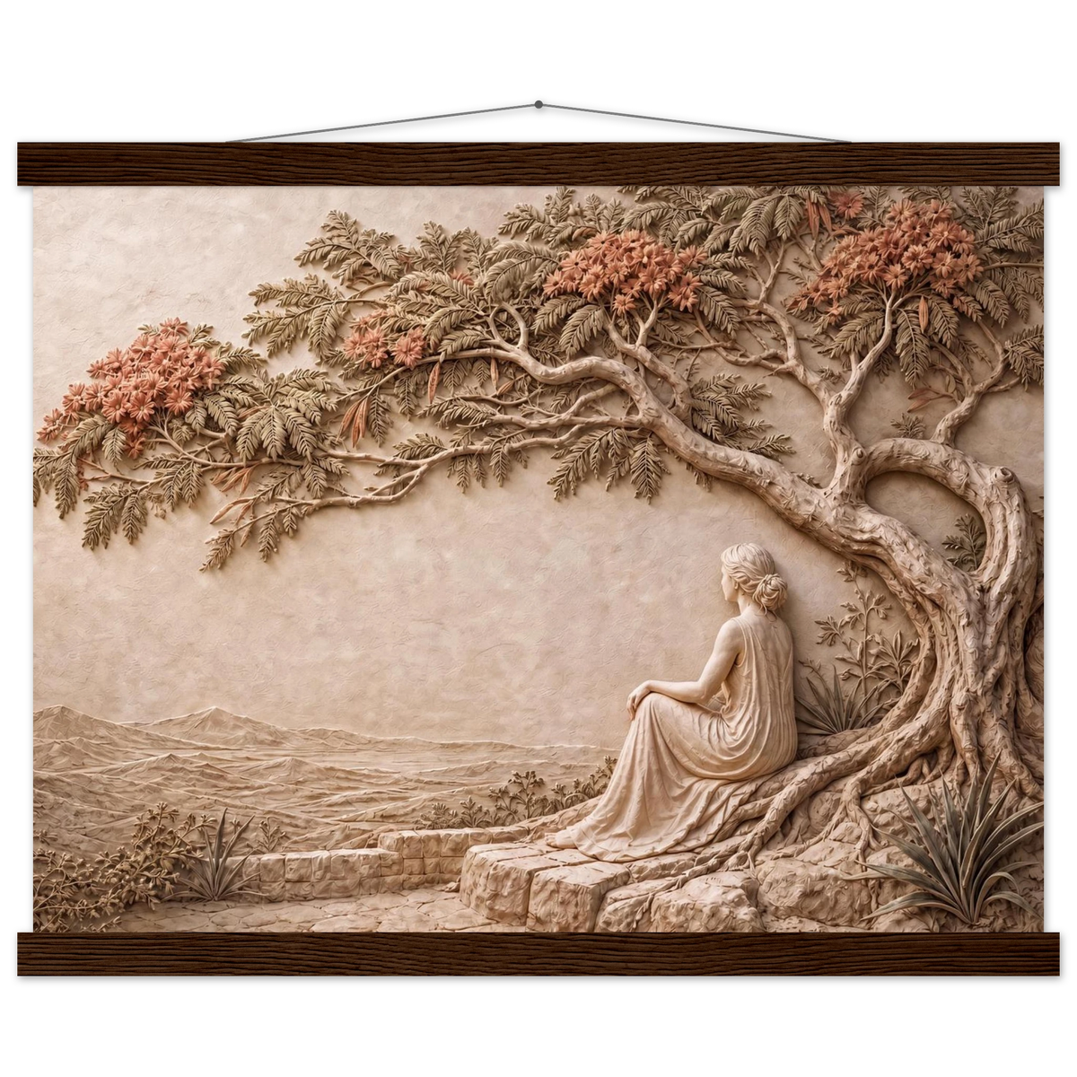 Under the Blossoms, petra and flora. Archival fine art poster shown framed.