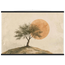 Pôster Olive Noon com suporte de madeira, oliveira diante de grande sol âmbar