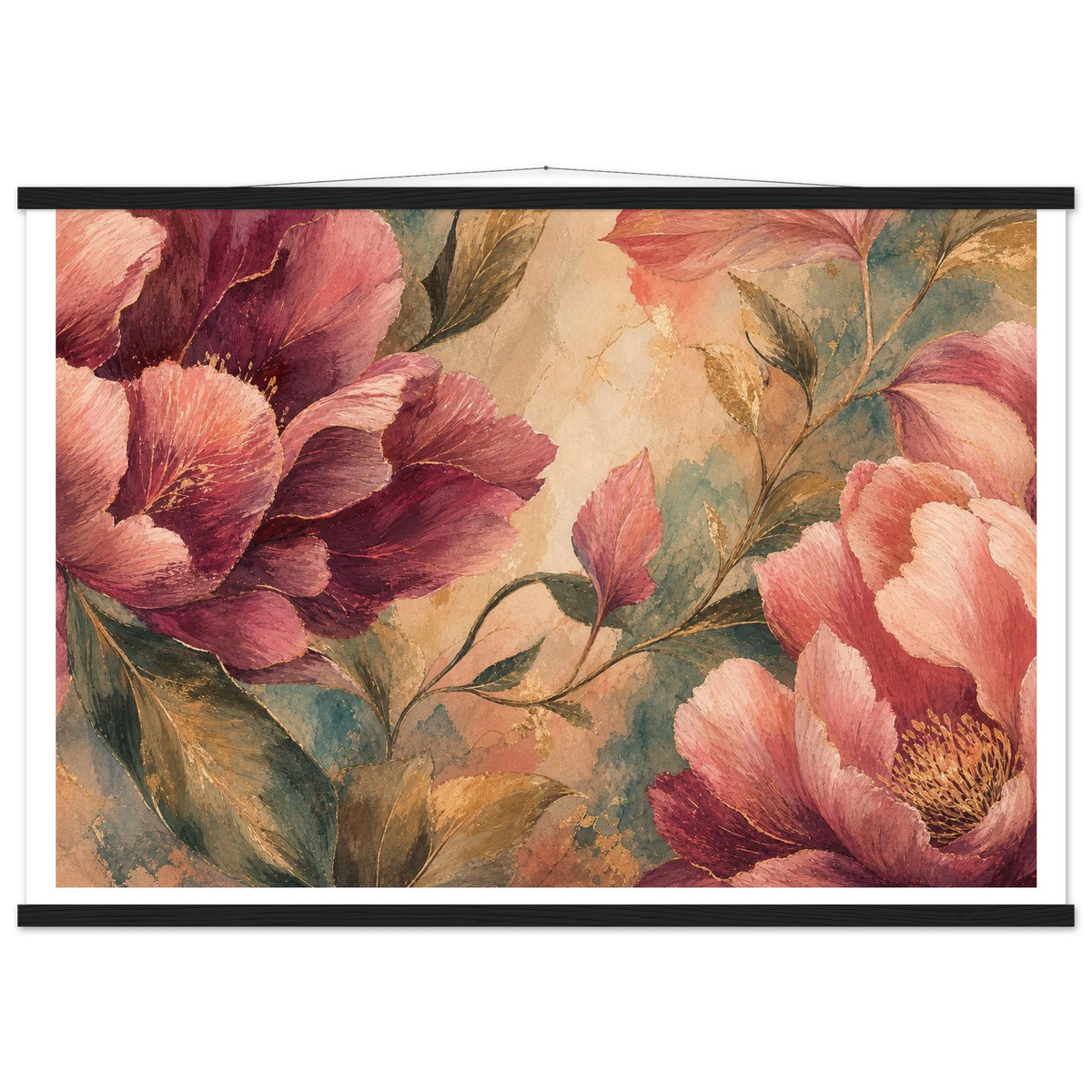 Crimson Peonies: flowers and botanical. Fine art poster by The Light Stays.