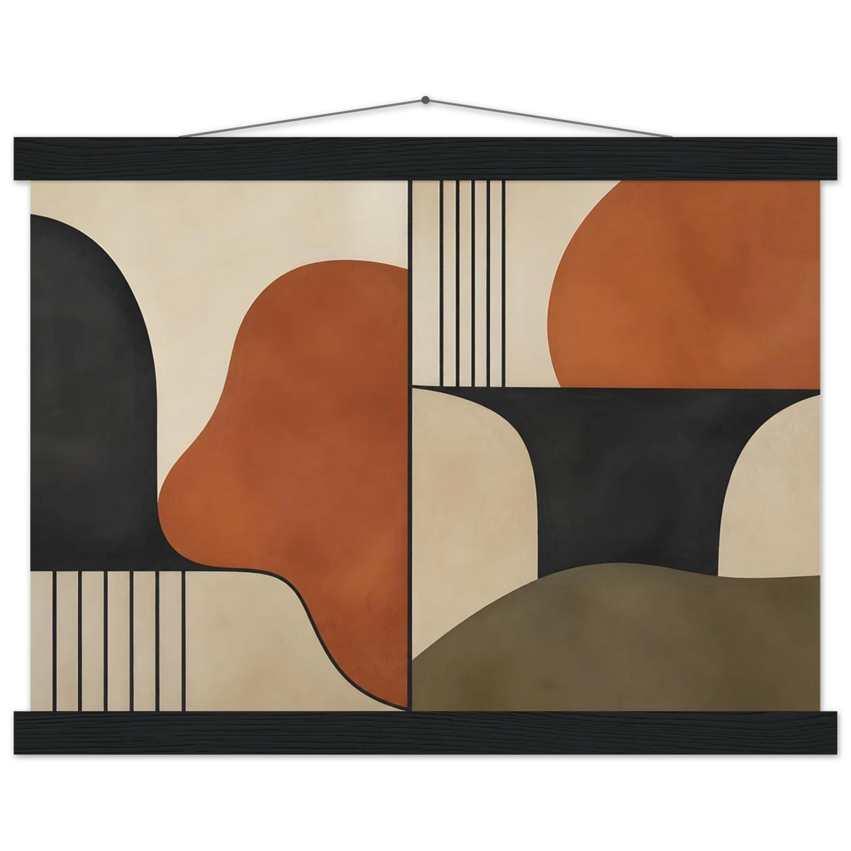 Compass and Clay: geometric abstract, clay and curves. Fine art poster.