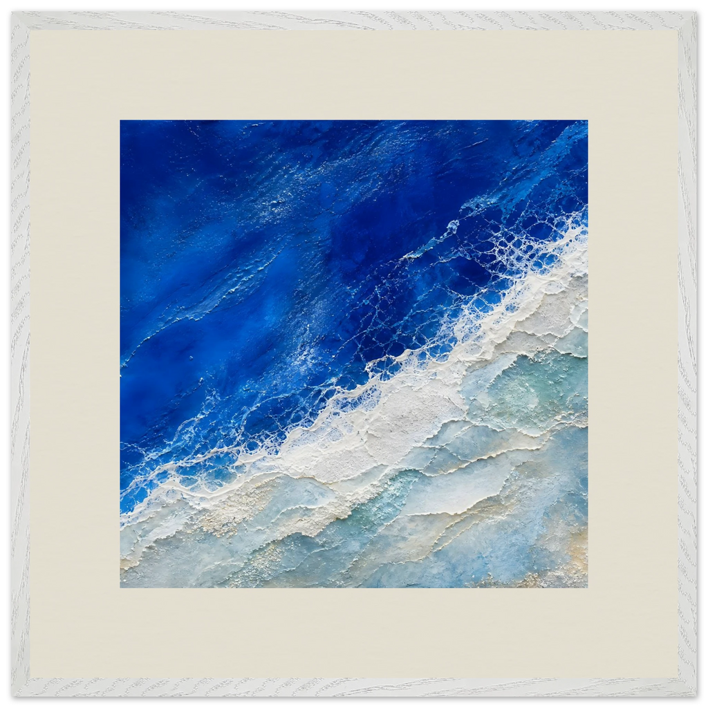 Cobalt Foam: abstract, cobalt and sea foam. Museum-quality framed fine art print.