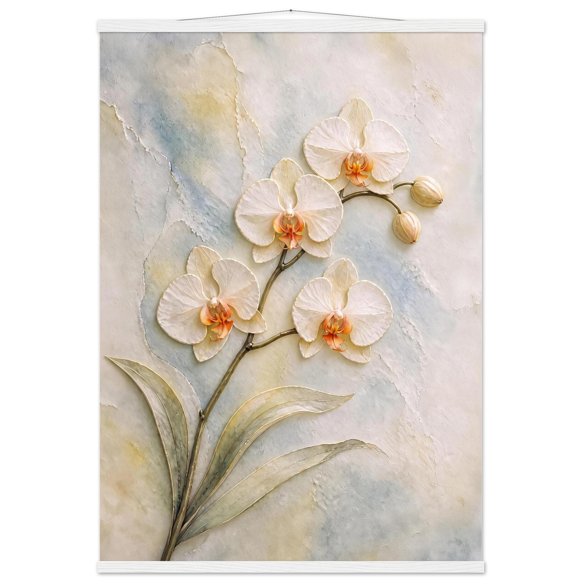 Porcelain Orchid: flowers and botanical. Museum-quality fine art poster.