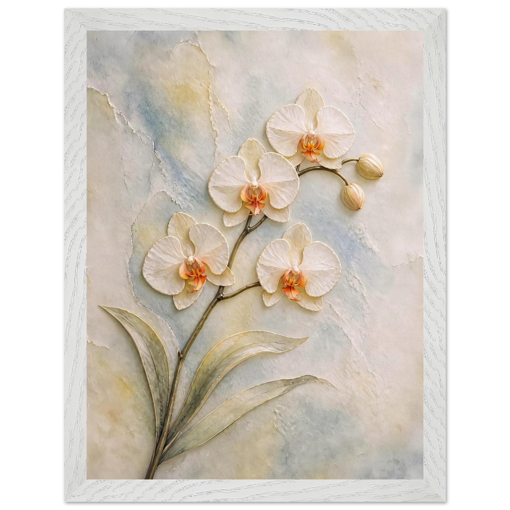 Porcelain Orchid: flowers and botanical. Museum-quality framed fine art print.