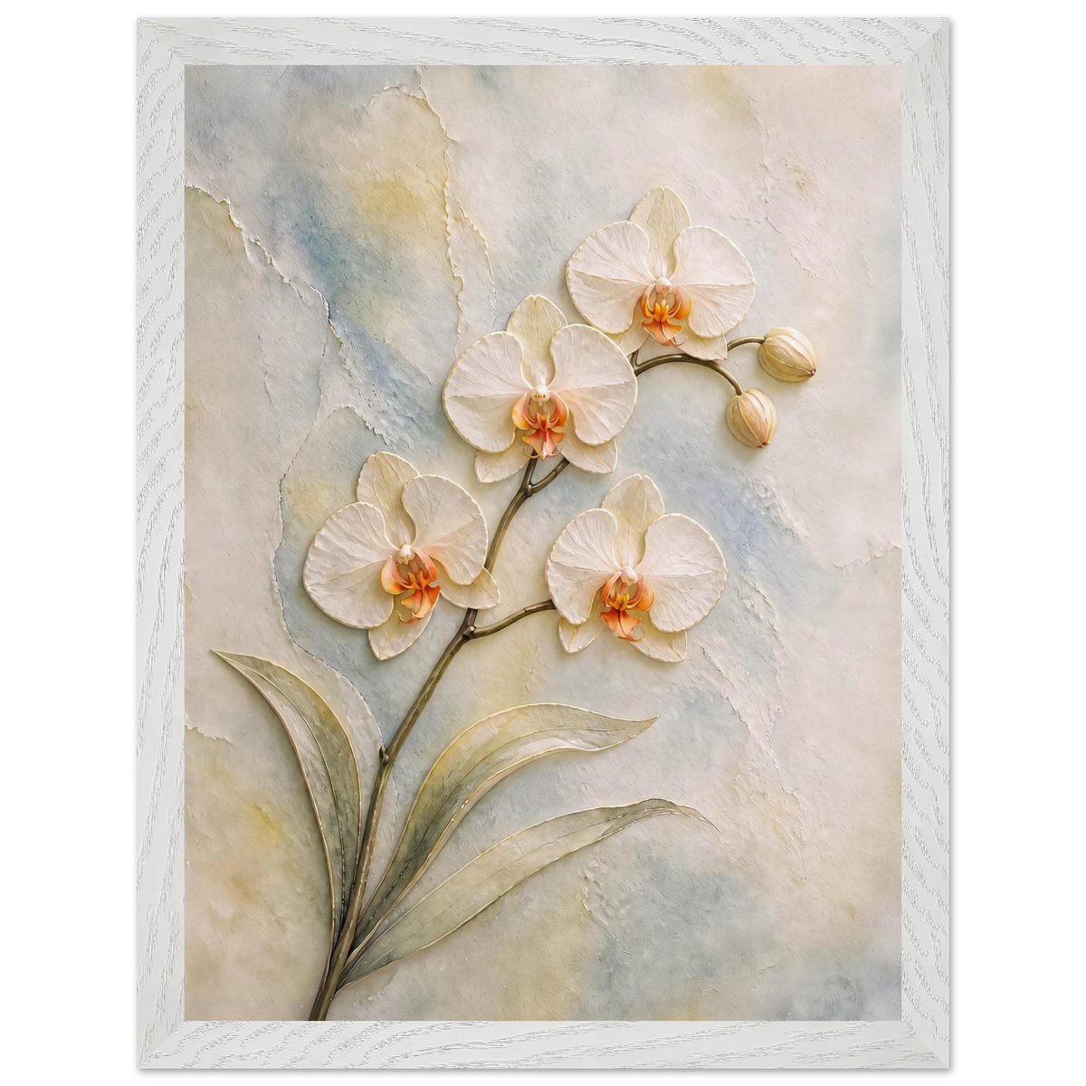Porcelain Orchid: flowers and botanical. Museum-quality framed fine art print.