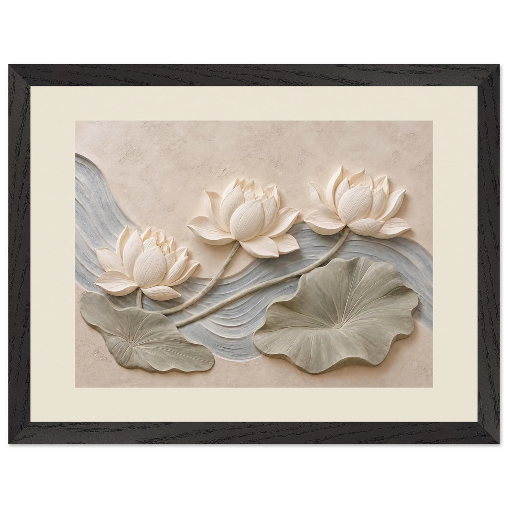 Lotus Current: flowers and botanical. Framed fine art print.