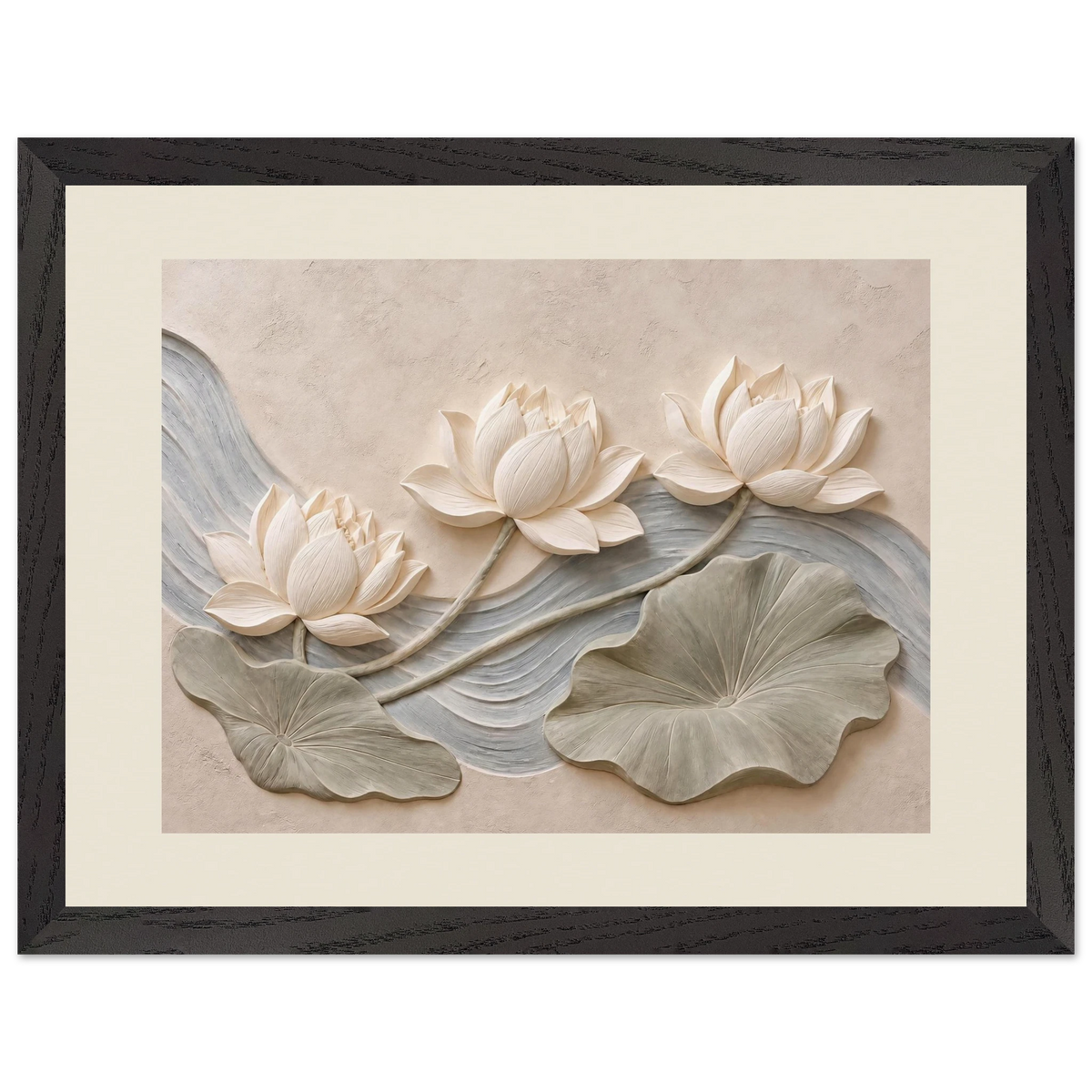 Lotus Current: flowers and botanical. Framed fine art print.