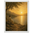 Quadro cristão Bênção do Lago, Jesus sob uma oliveira diante de um lago dourado