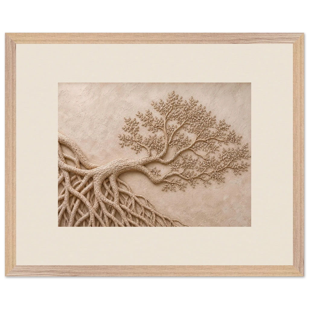 Root Lattice: petra and herbarium. Framed fine art print, alternate frame and size.