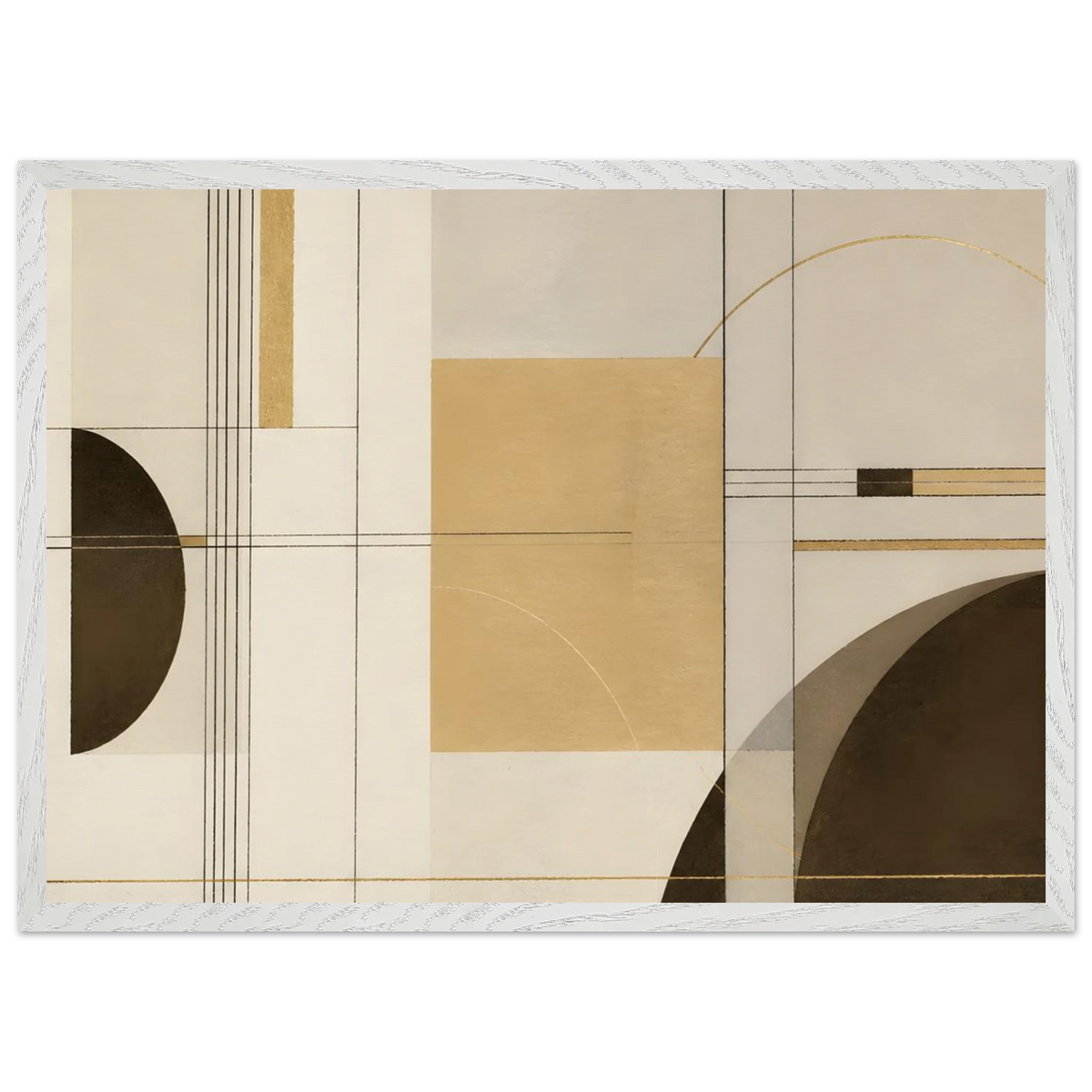 Lines of Sand: geometric abstract, neutral tones and texture. Framed fine art print by The Light Stays.