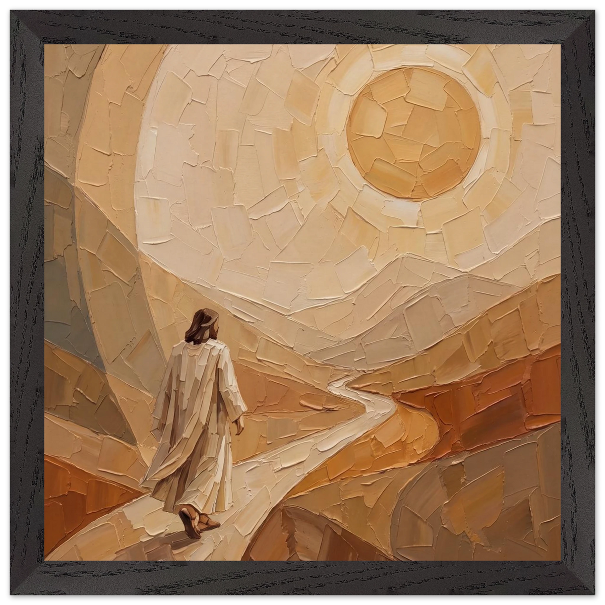 Lightfall: jesus, landscape and golden tones. Framed fine art print by The Light Stays.