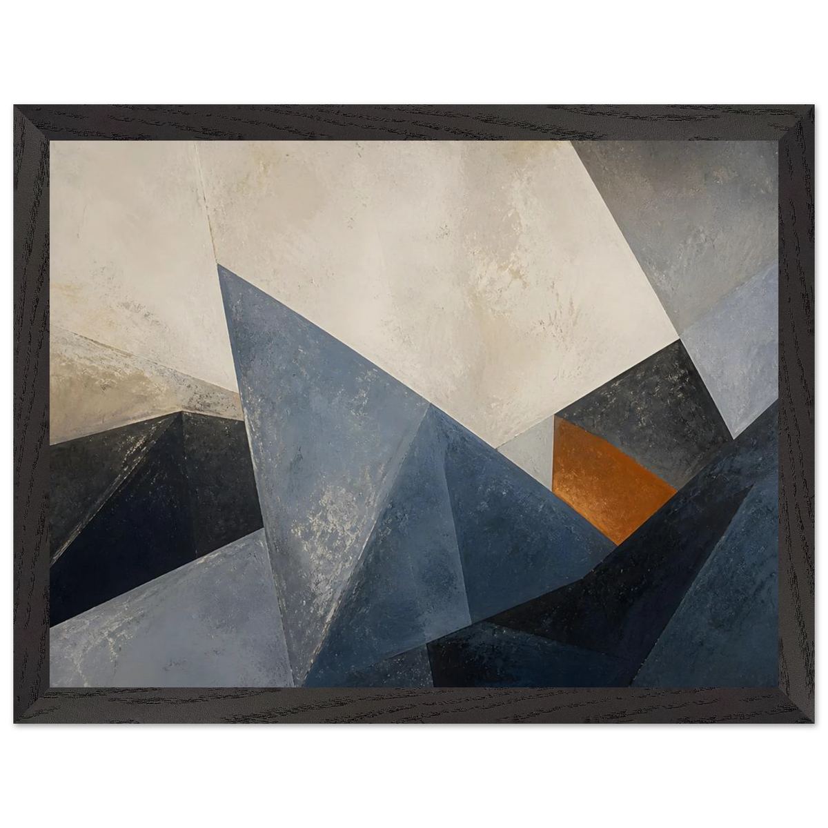 Slate Folds: abstract, mineral blue and texture. Museum-quality framed fine art print.
